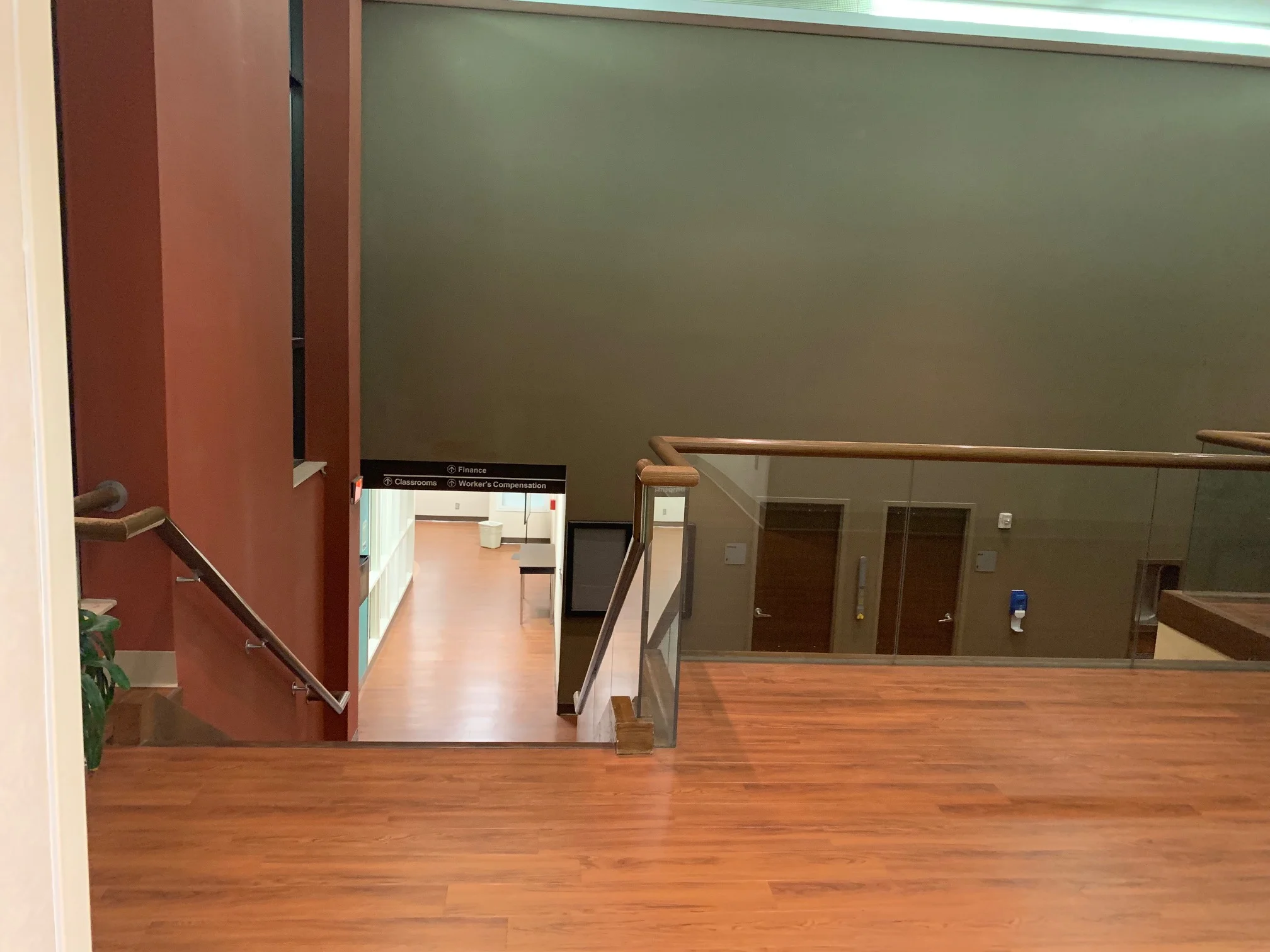 Orange star; As you follow the hallway you will see this. DON’T GO DOWN THE STAIRS (yet), keep following the hallway. This is where classrooms 1,2 and 3 are