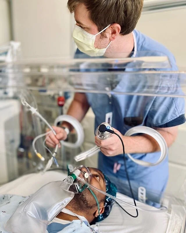 Practicing with our intubation hood. As you may have seen everyone in the country is getting these to reduce the risk of COVID transmission to the intubation team. Can also help with extubation and NIPPV too.
