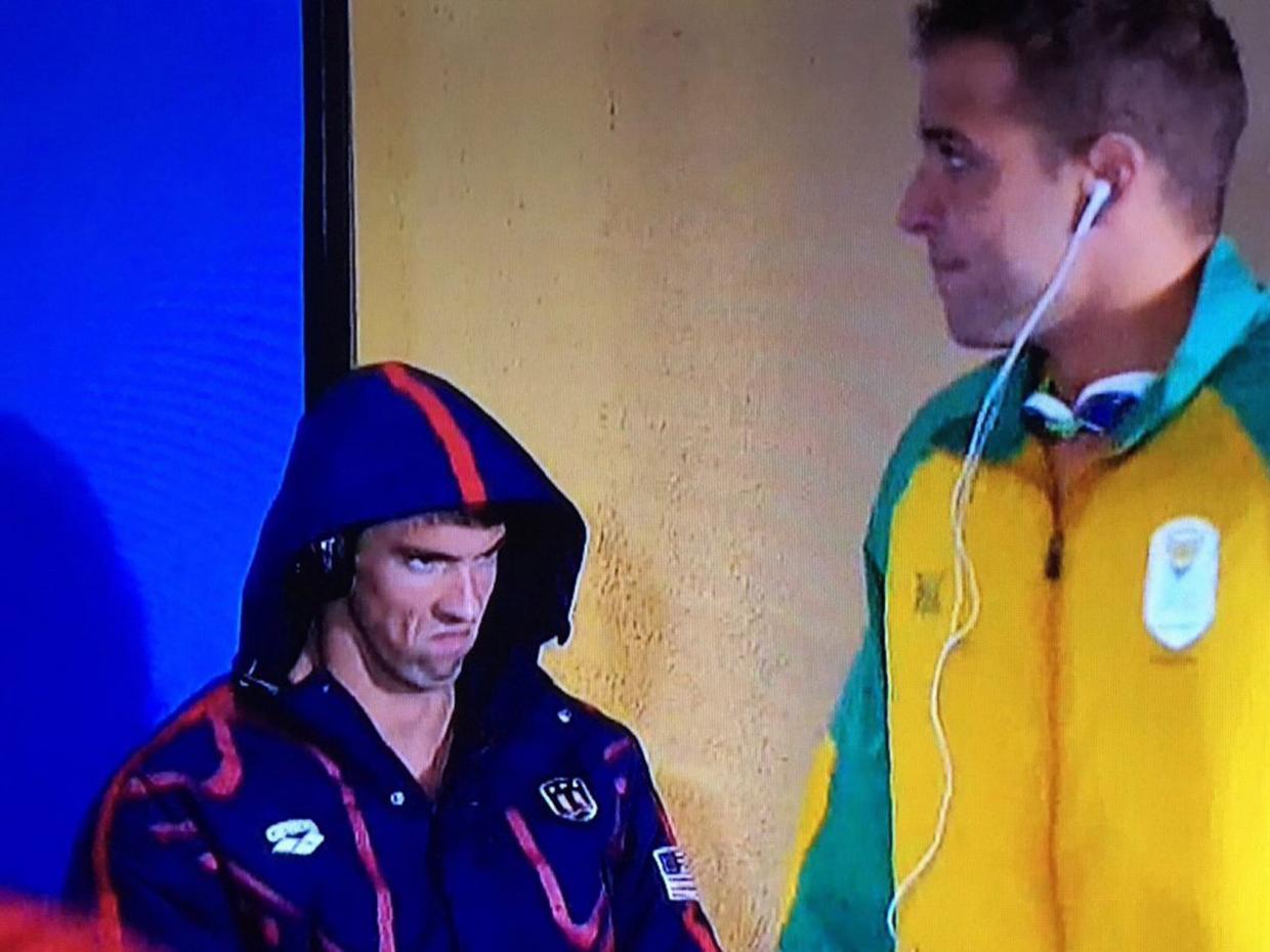 Phelps Face? More like getting ready to dominate. Reminds me of another incredible athlete...