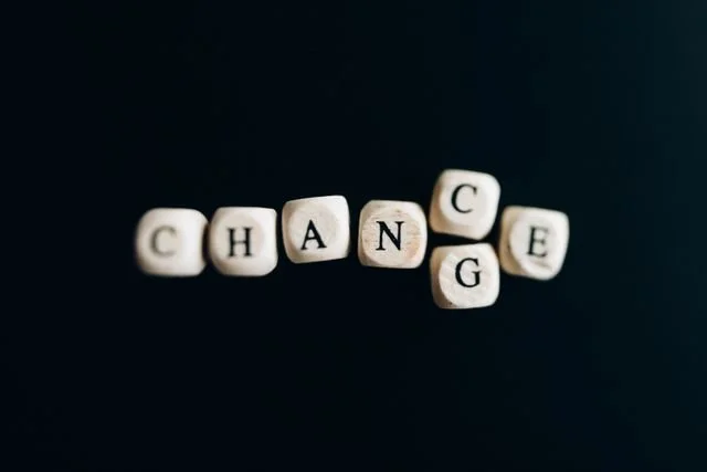 Wooden blocks saying change and chance