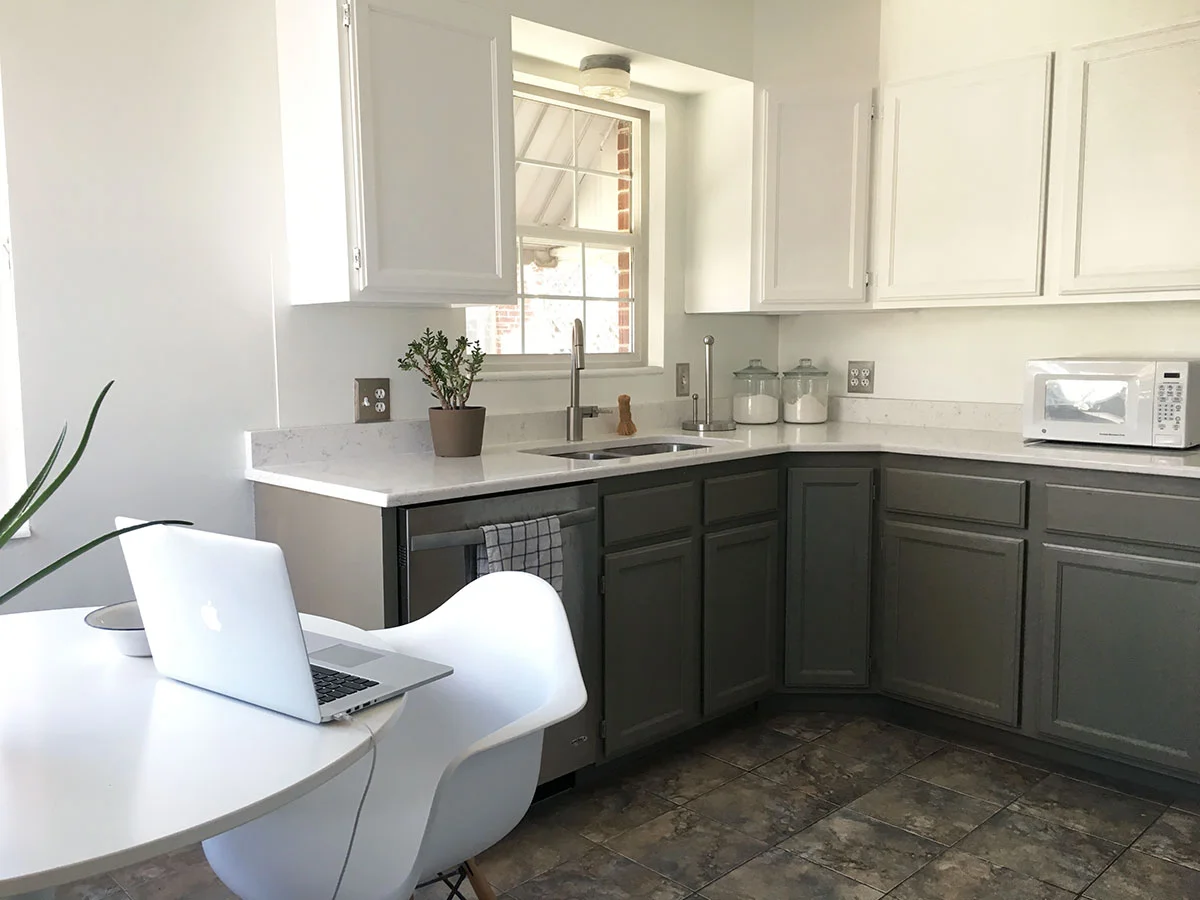 Larry worked magic to rearrange my cabinets to give me space for a new diswasher! 