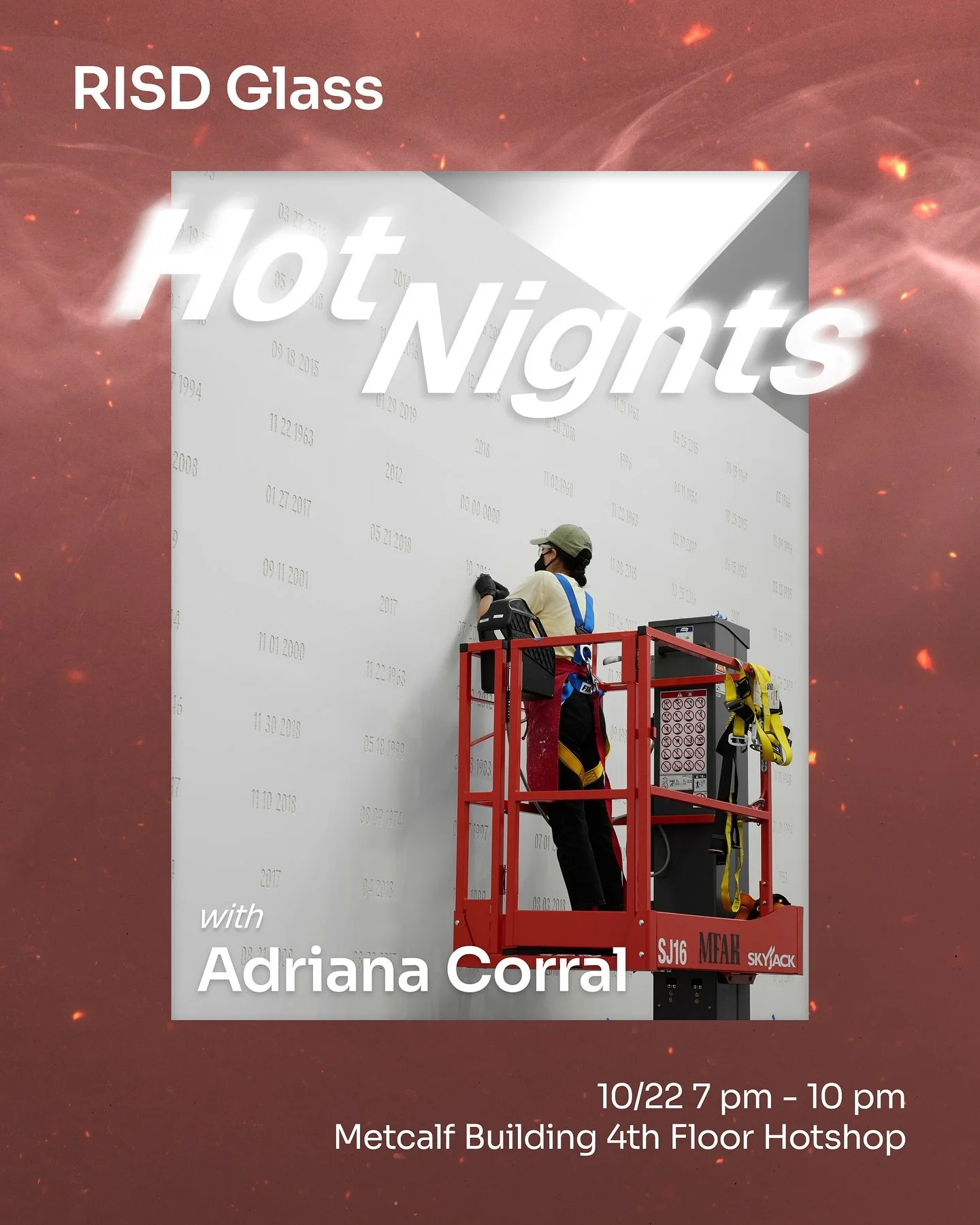 Join us tonight as we host artist Adriana Corral in our hotshop from 7&ndash;10 pm! See the hotshop in action as we bring Adriana&rsquo;s questions of the glass to life.

Open to the public&mdash;come stay for a bit or for the whole time!
