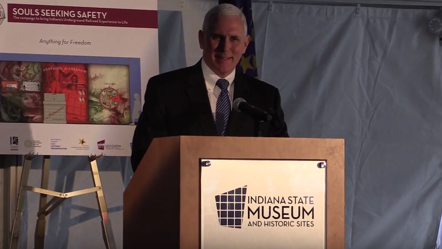 Governor Mike Pence thanking Robin Winston