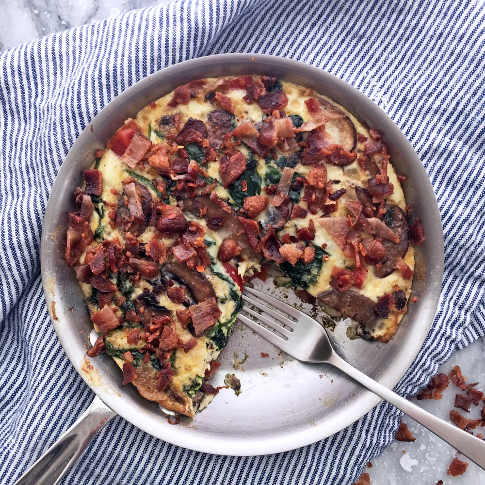 Egg White Spinach Mushroom Red Pepper Bacon Frittata Bazaarlazarr