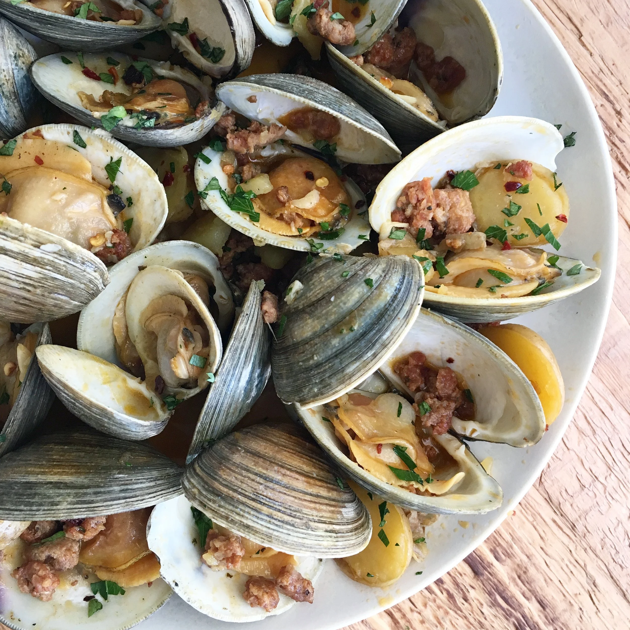 Clams, Potatoes & Crispy Chorizo