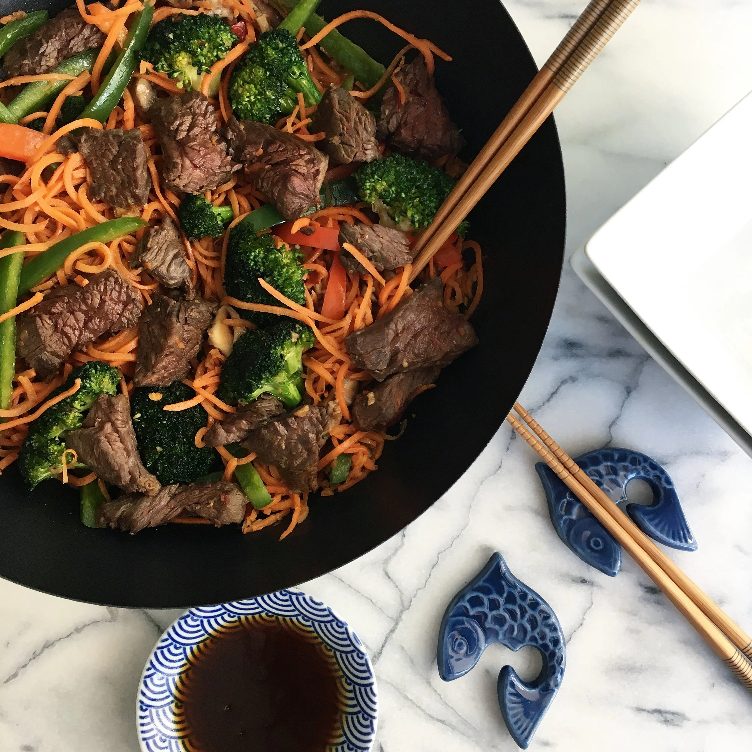 Carrot Noodle Stir Fry with Steak & Veggies
