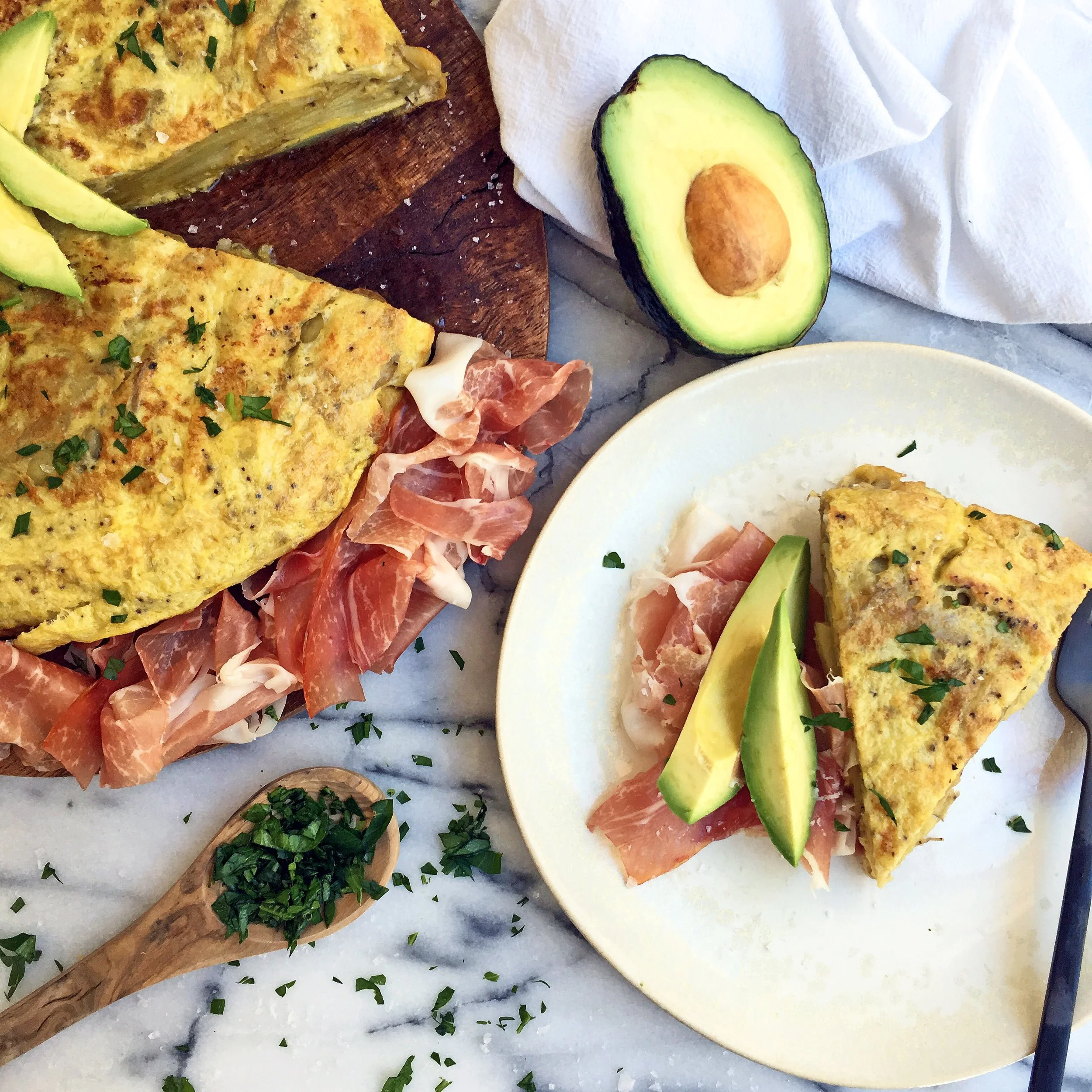 Whole30 Spanish Tortilla with Prosciutto & Avocado