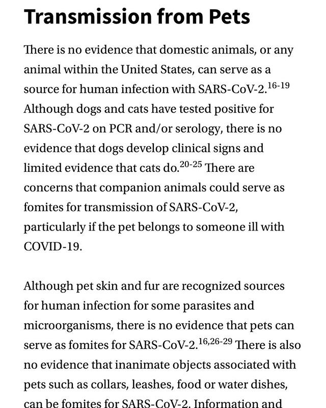 Here is just a screen shot of this article I linked below. I thought it had some really good info for pet owners ❤️
https://www.cliniciansbrief.com/article/sars-cov-2-covid-19-fomites-pets-transmission