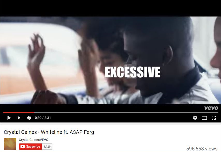 "Whiteline" Crystal Caines feat A$AP Ferg Source: YouTube