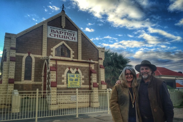Pictured: Steve and Kerrie at the historic Baptist Church in Broken Hill, NSW
