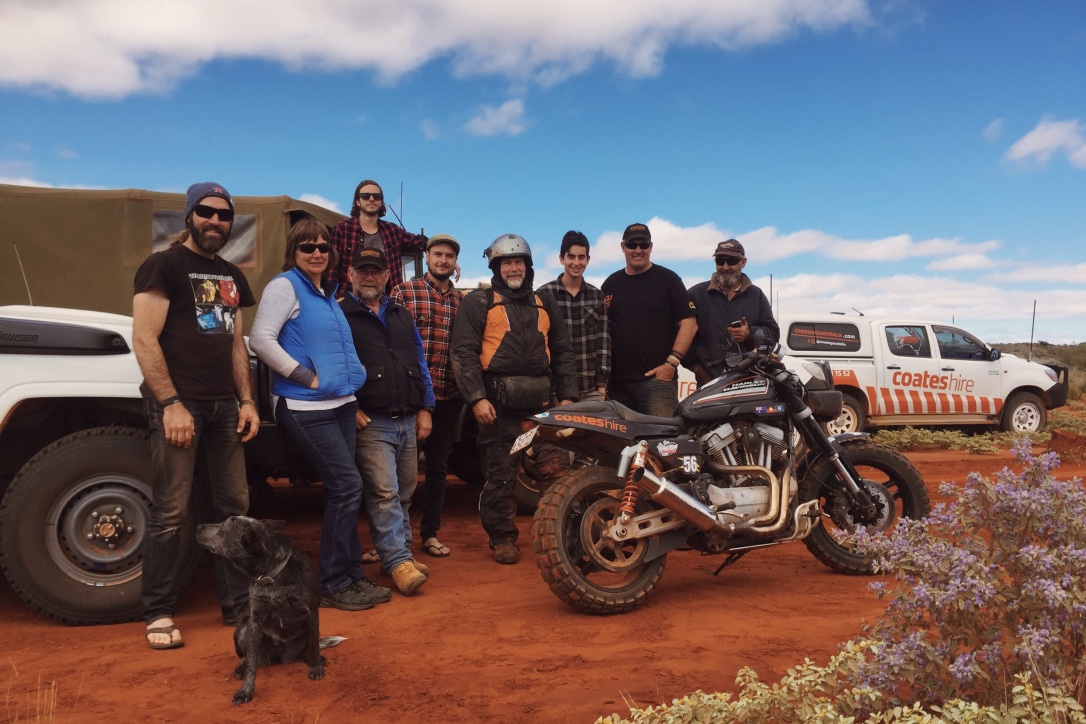 Pictured: The Crossing Australia team somewhere west of Alice Springs near the Papunya community. Photo: Cheyne Grace