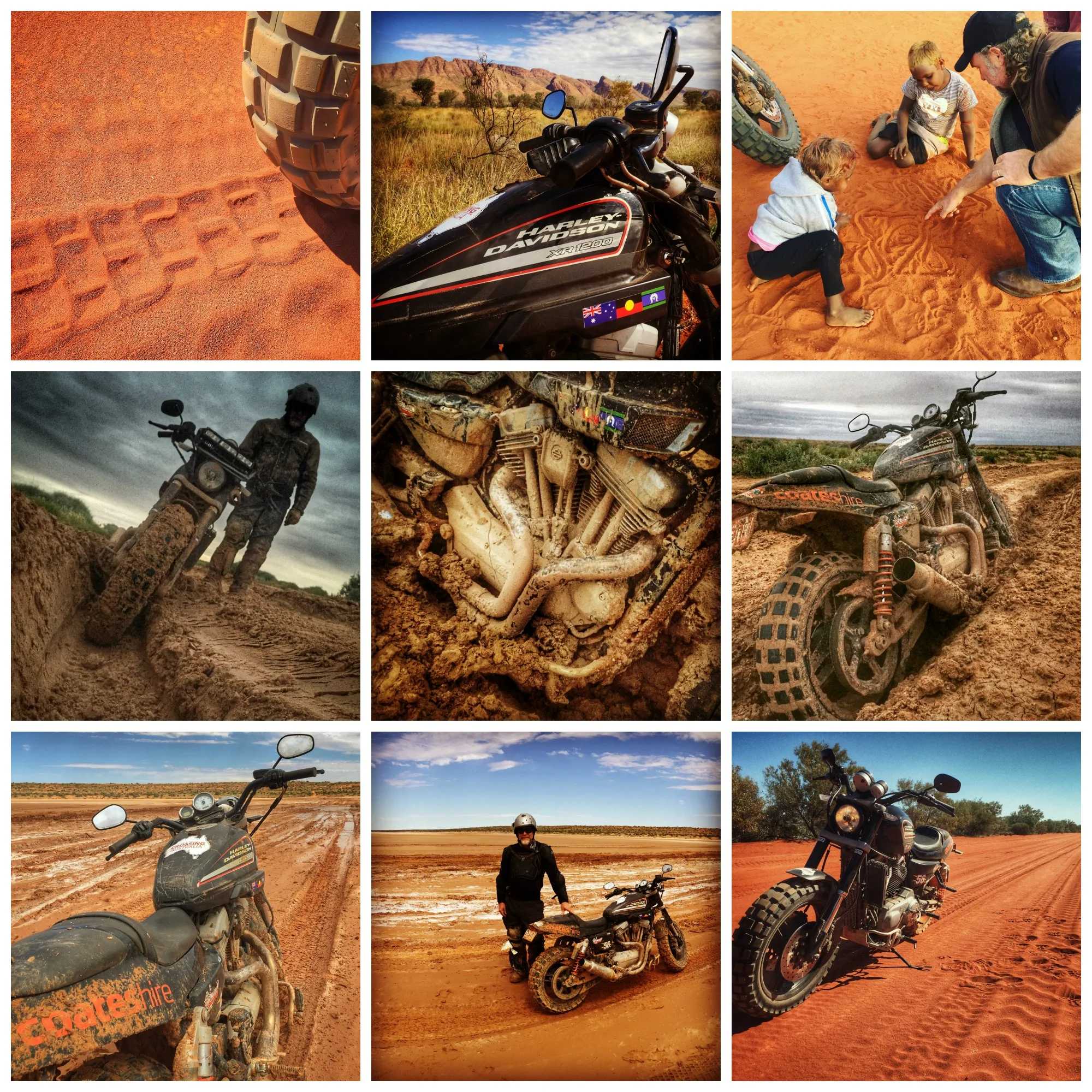 Pictured: A montage of some aspects of the Simpson Desert after rain and the rich colours of the Gibson Desert.