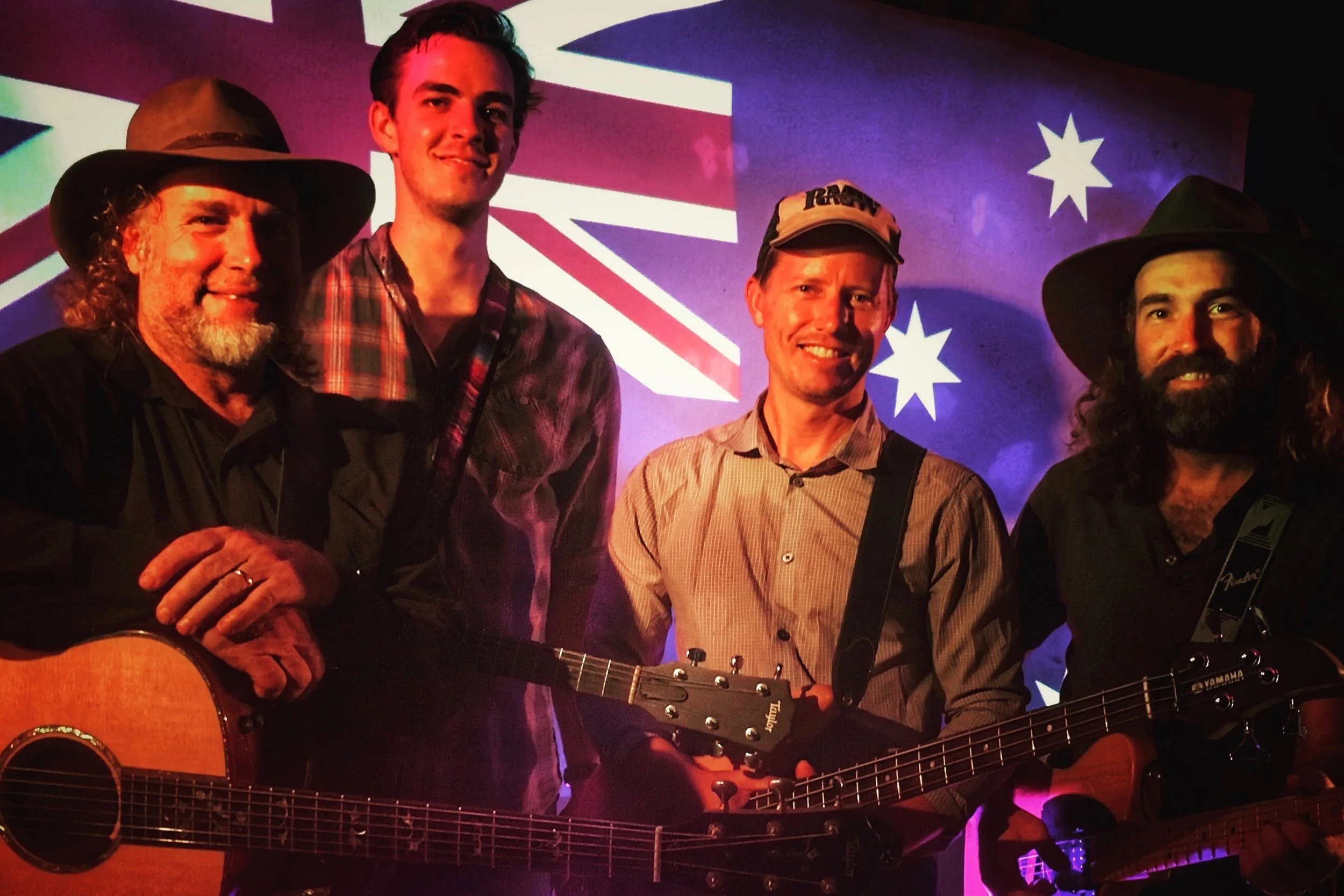 Pictured: Steve with Brendan Huxley, Mal King and Dave Graffin. The band for the Tamworth Country Music Festival 2017.