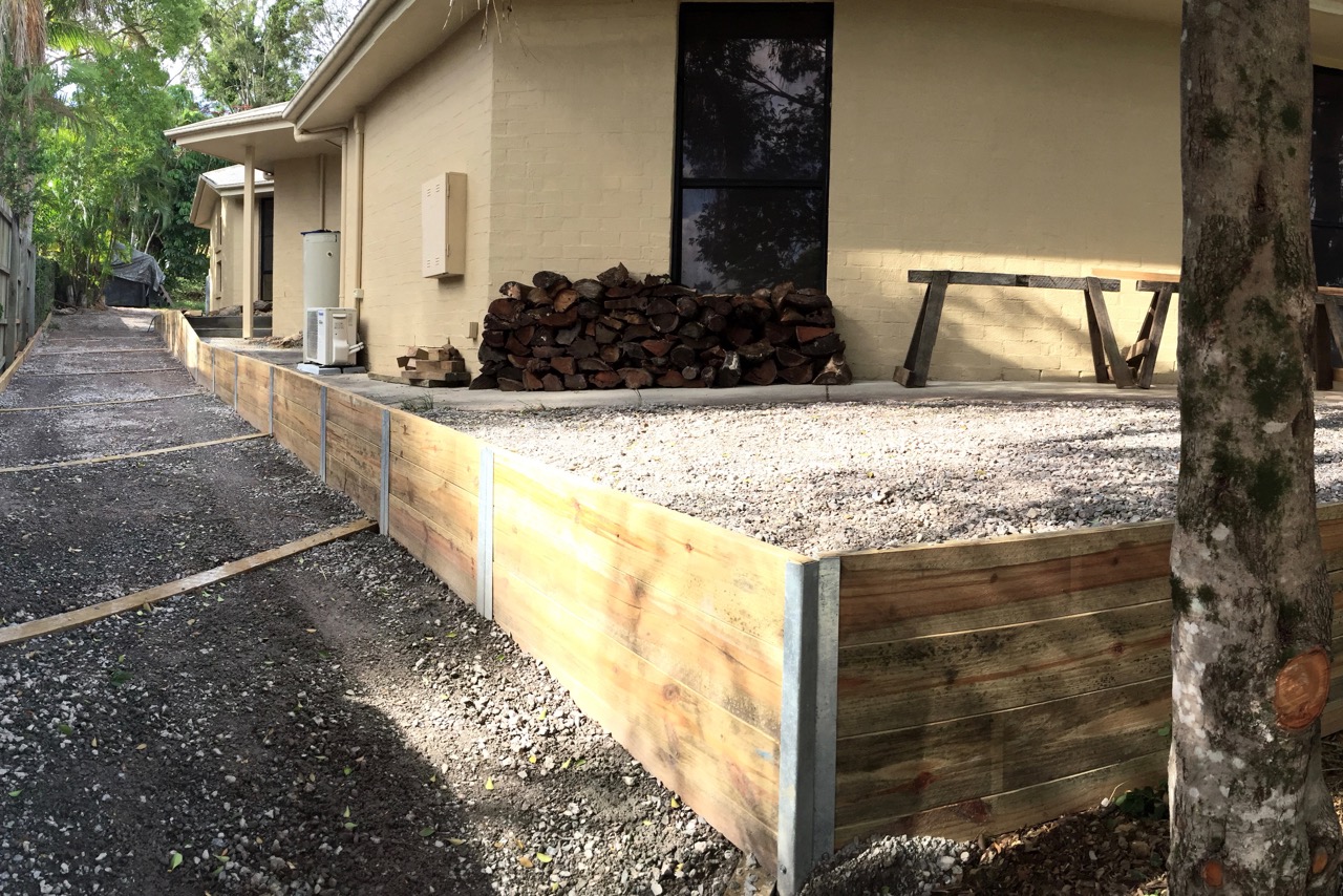 Pictured: The transformed gutter up the side of our home is now a driveway!