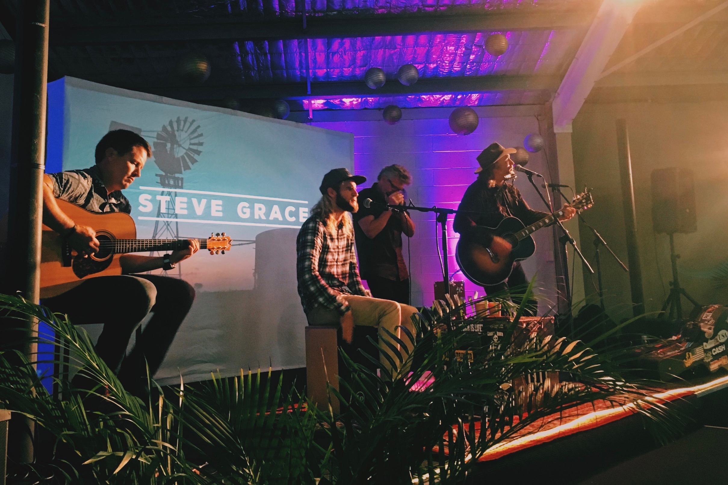 Pictured: Live in concert at the Billinudgel Church last weekend. Mal King with Jordan and Steve and Dave from Gateway church on blues harp.