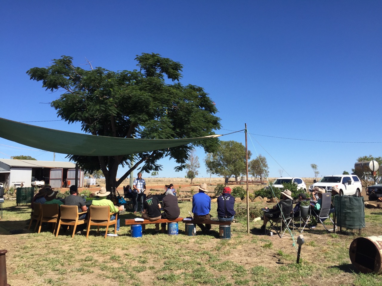Pictured: Blokes doing life out bush. A Men's camp at Brendallen Station north of Aramac, QLD.