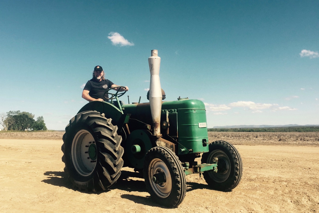 Pictured: Steve learning to operate 'Sambos' 1949 Field Marshall Tractor at Glenora Downs, QLD.
