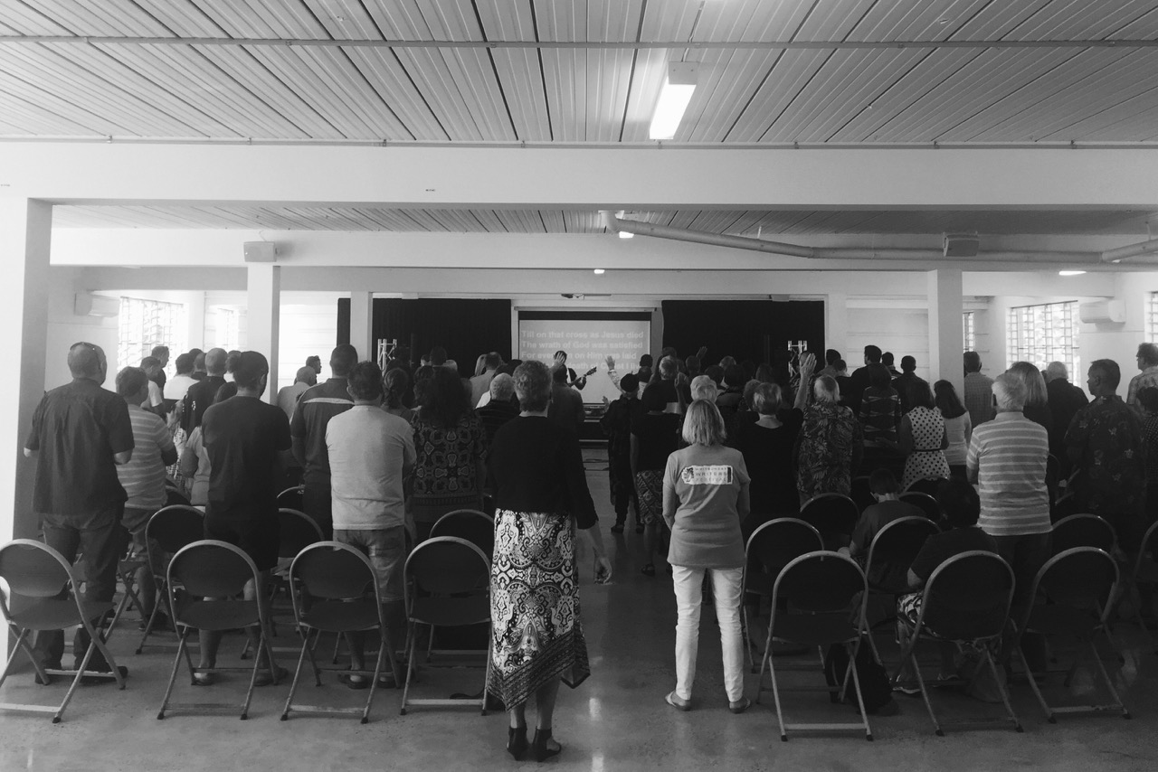 Pictured: Sunday morning combined Churches service in Airlie Beach, North Queensland