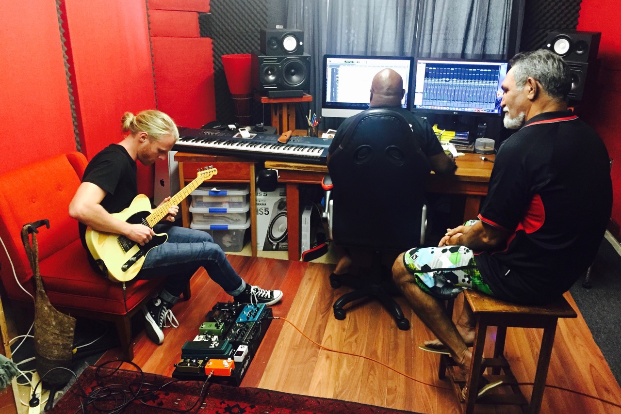 Pictured: Trentan Kruger laying down some classic Fender Telecaster guitar tracks for a new album project for Brian in Ben Hakalitz’s studio, Cairns