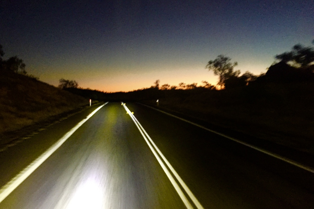 Pictured: Driving into the disappearing sunset of north west Queensland bound for Mt. Isa
