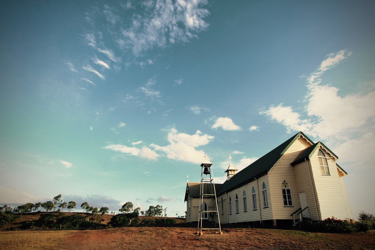 Pictured: The historic Catholic Church overlooking the remnants of the former gold mining boom town of Ravenswood, North QLD.