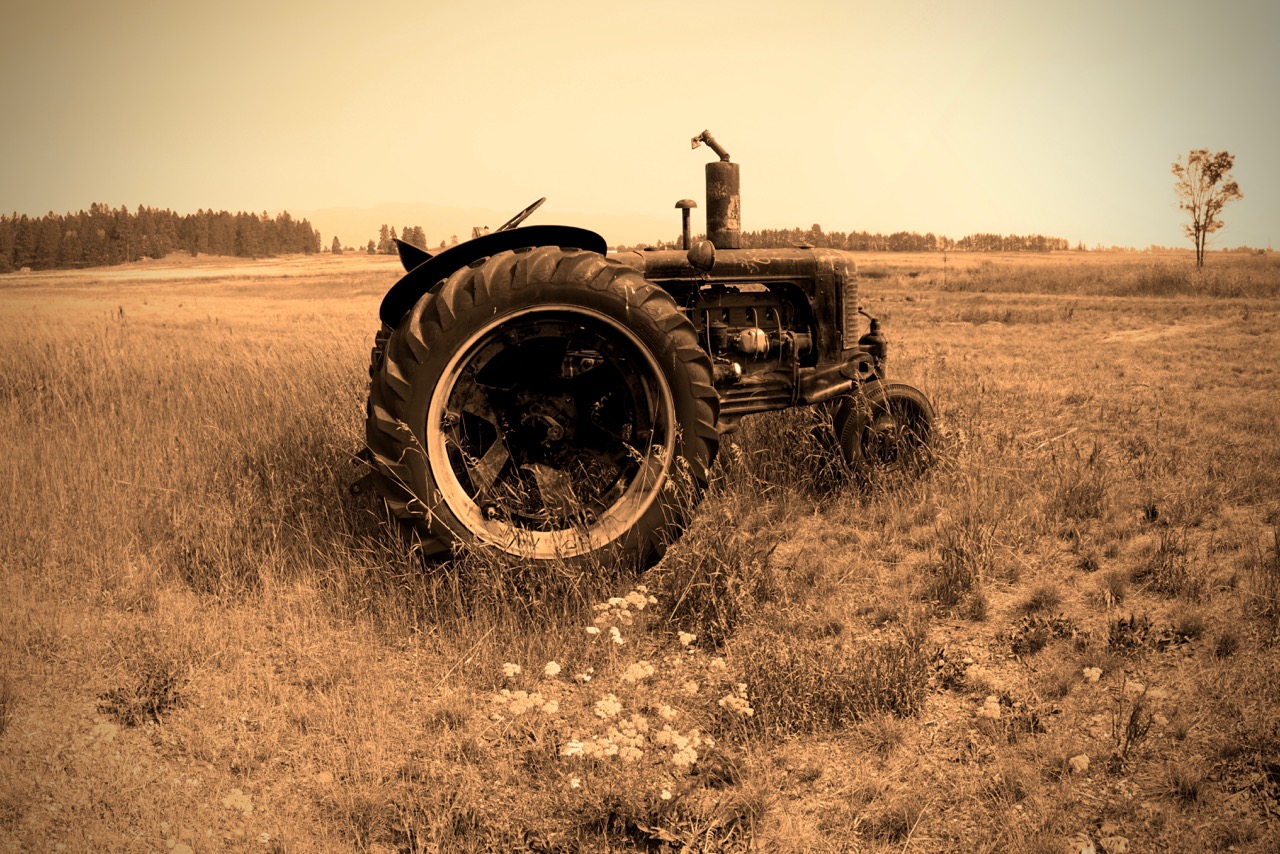 Pictured: A vintage tractor near Kalispell, Montana.