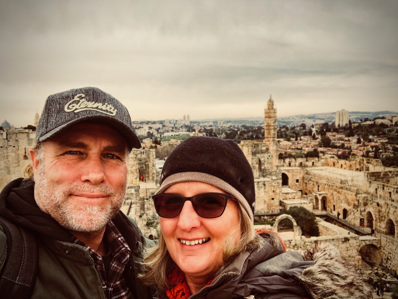 Pictured: Steve and Kerrie at King David’s citadel in the Old City, Jerusalem.