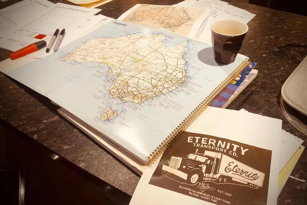 Pictured: The planning and preparations for tours across Australia in 2019 - 2020