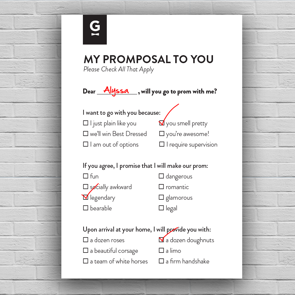 Generation Tux Promposal Cards Asking a date to prom is a big deal—so we armed high school boys with an unexpected, playful way to make their “promposals”