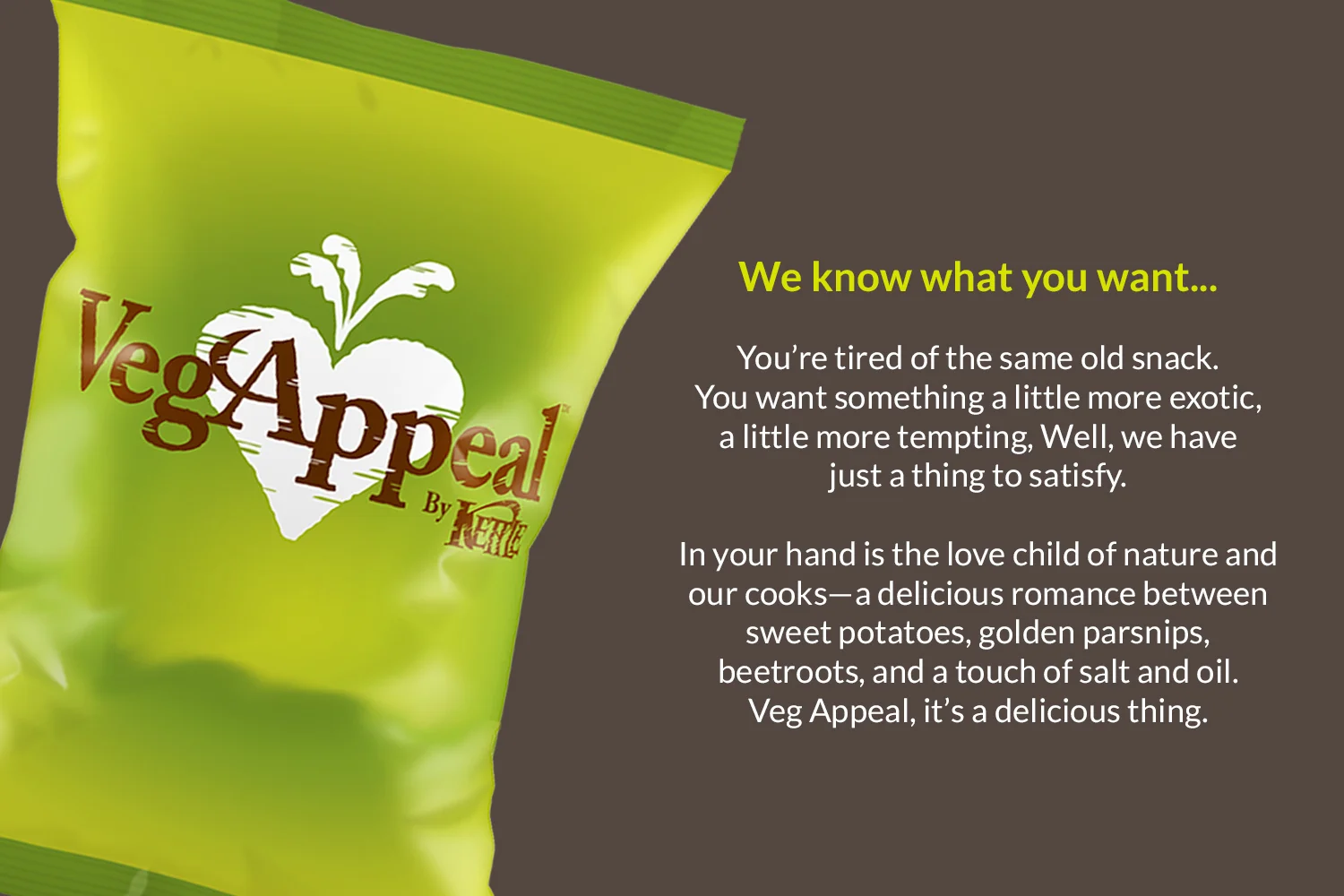 Kettle Chips Testing: Our rapid development process enabled Kettle Chips to test names, logo design, and product copy for the launch of its vegetable chips 
