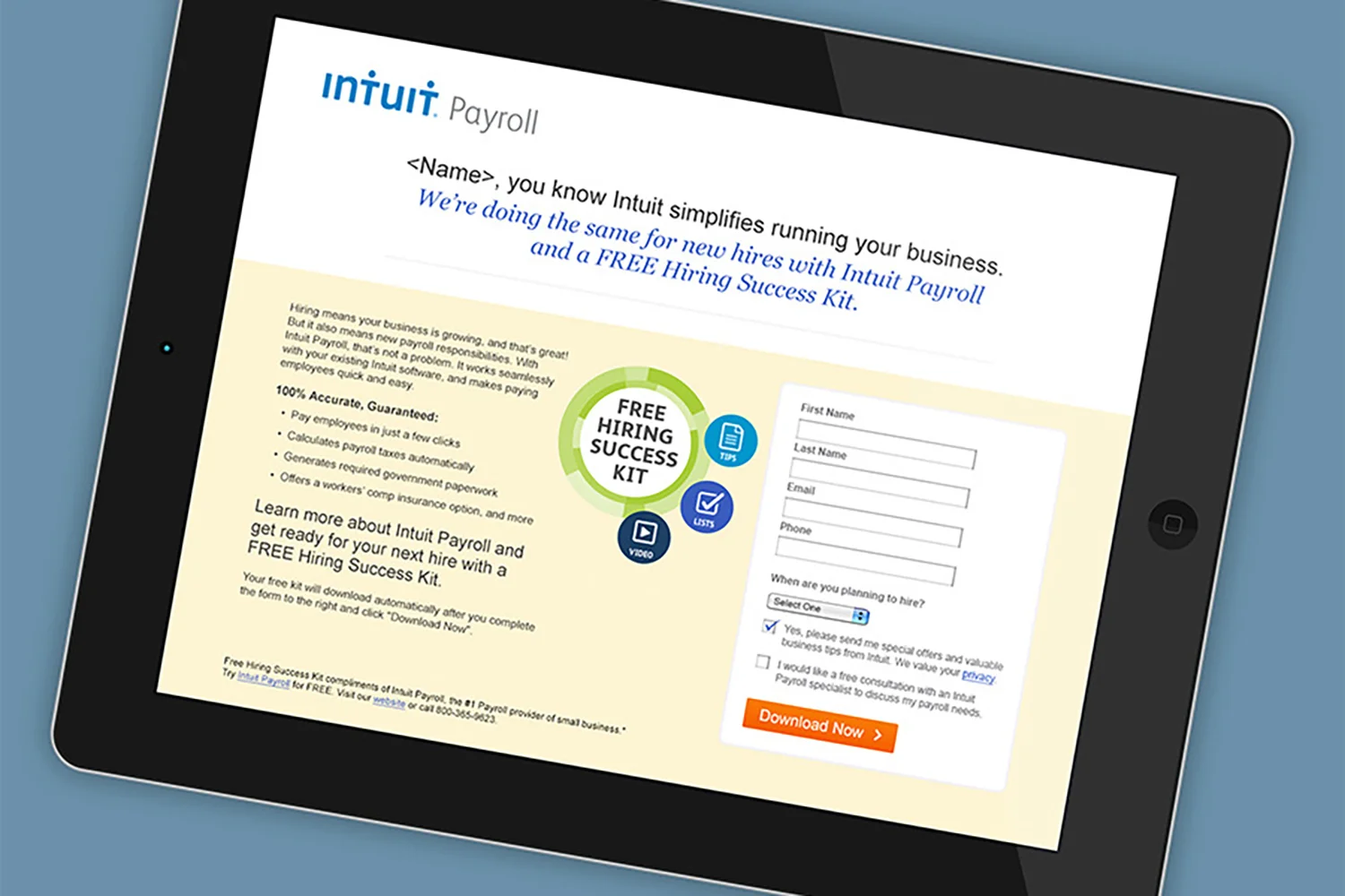 Intuit Landing Pages : Testing email is one thing, but what about landing pages? These data-driven pages were designed to dynamically optimize results