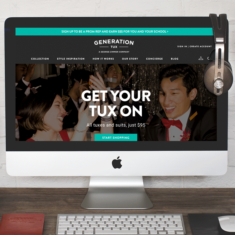 Generation Tux Landing Pages: Prom season can be stressful, so we sweetened it with a smartwatch sweeps to promote online tuxedo rental service