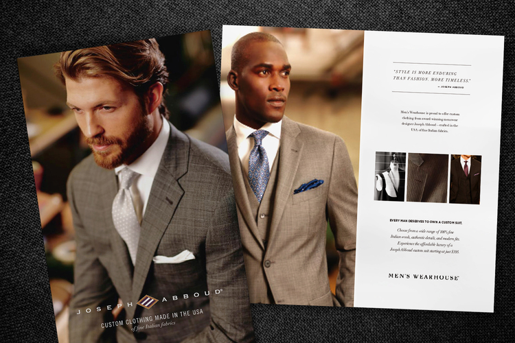Men’s Wearhouse Mailer: Our mailers for the much-anticipated Joseph Abboud custom suit launch in SF & NYC were tested & tailored for the perfect fit (and effect) 