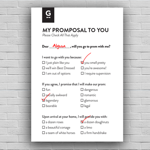 Generation Tux Promposal Cards: HERO made it easy to stage fun and light-hearted “promposals” for this new online brand