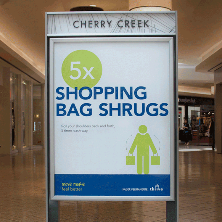 Kaiser Permanente Awareness Promo: Shopping—as exercise? Yes, thanks to this award-finalist series of fun in-mall promotional posters