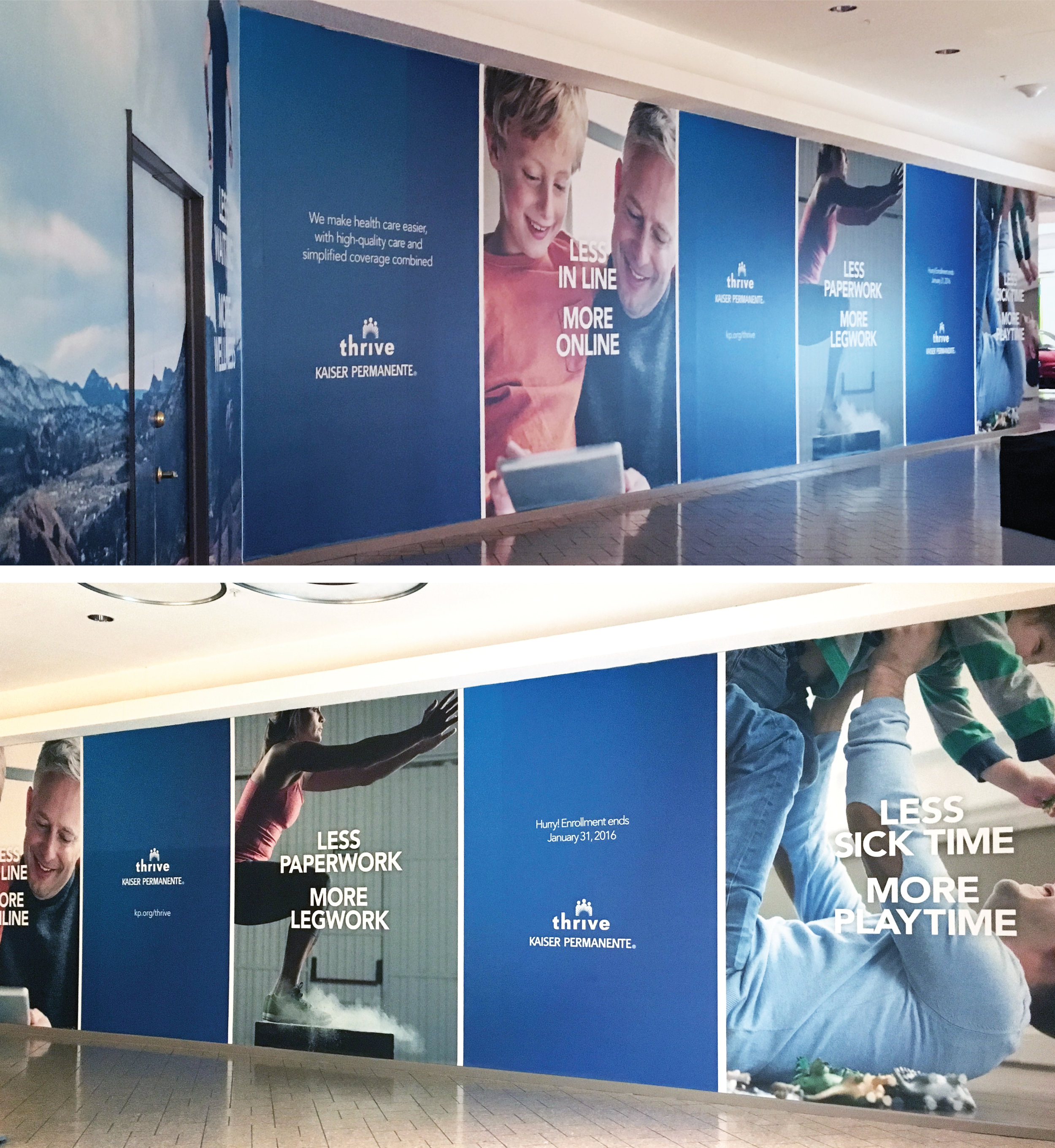 Kaiser Permanente Retail Promo: Cutting through the clutter: These award-winning, large-scale mall advertisements educated Colorado shoppers on benefits of the brand’s offering by using active, health-oriented images in an unexpected environment