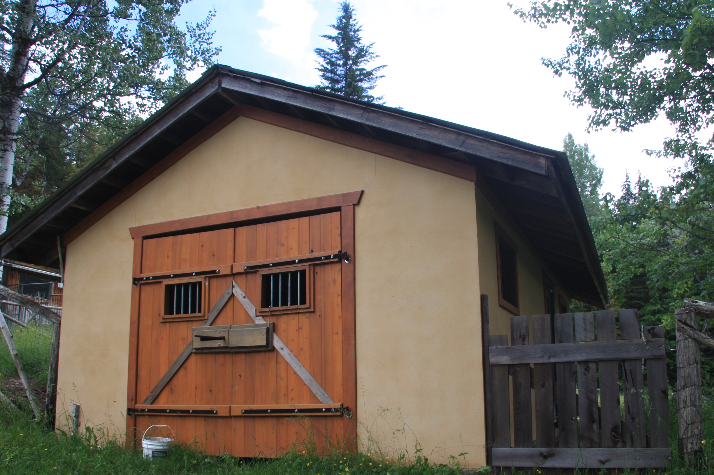 Our Sustainable goat house. We have a family of goats that provide organic dairy.