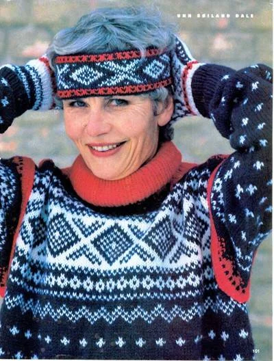 Unn Søiland, here photographed in the 90's, where she is wearing the Slalom design which is often mistaken for the Marius pattern.