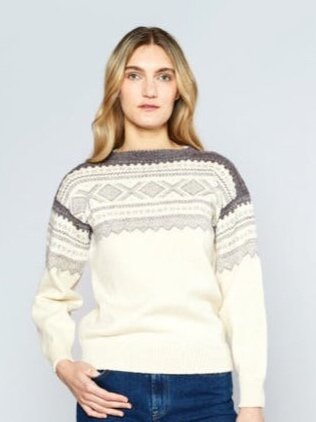 Marius® Rauma ull, Classic sweater, gray/white — Marius