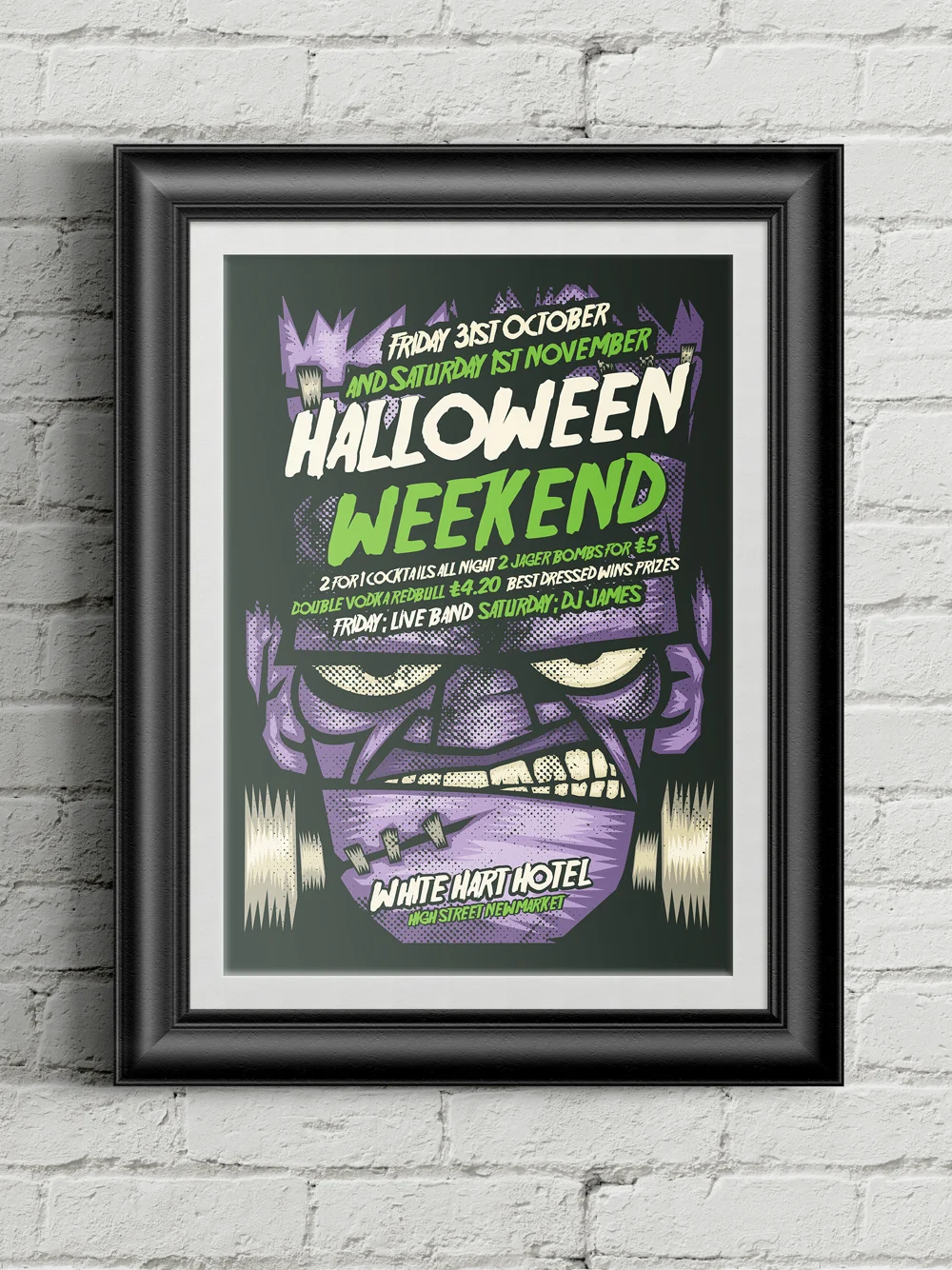 White Hart Halloween Screen Print 1