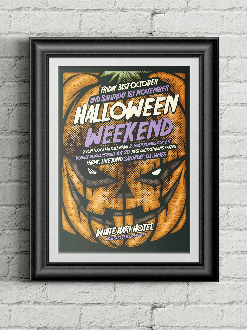White Hart Halloween Screen Print 2