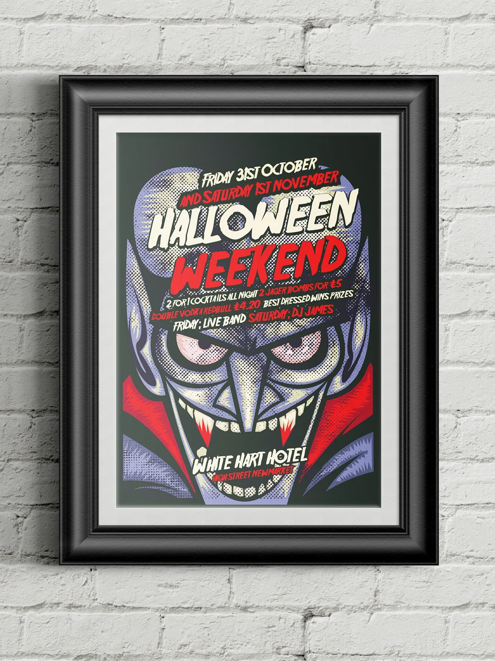 White Hart Halloween Screen Print 3