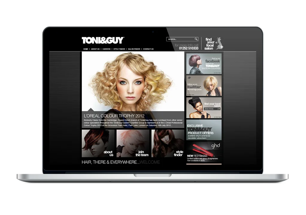 Toni&Guy Website Design Desktop