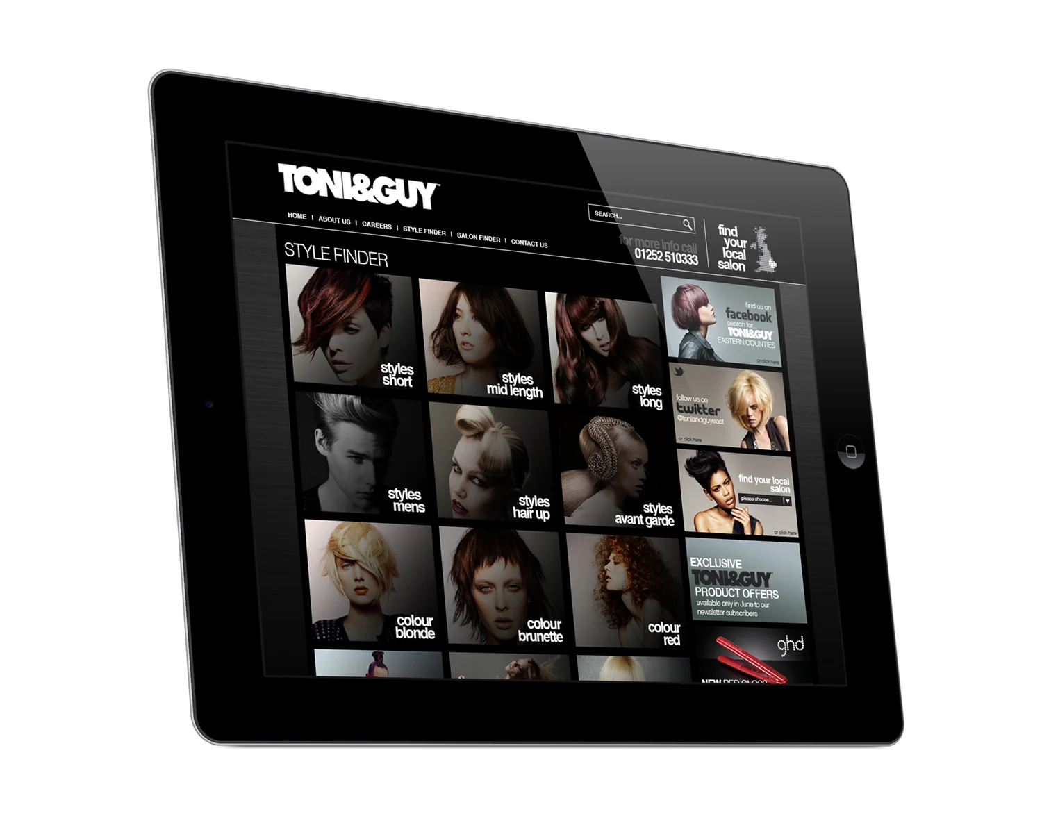 Toni&Guy Website Design for Tablets
