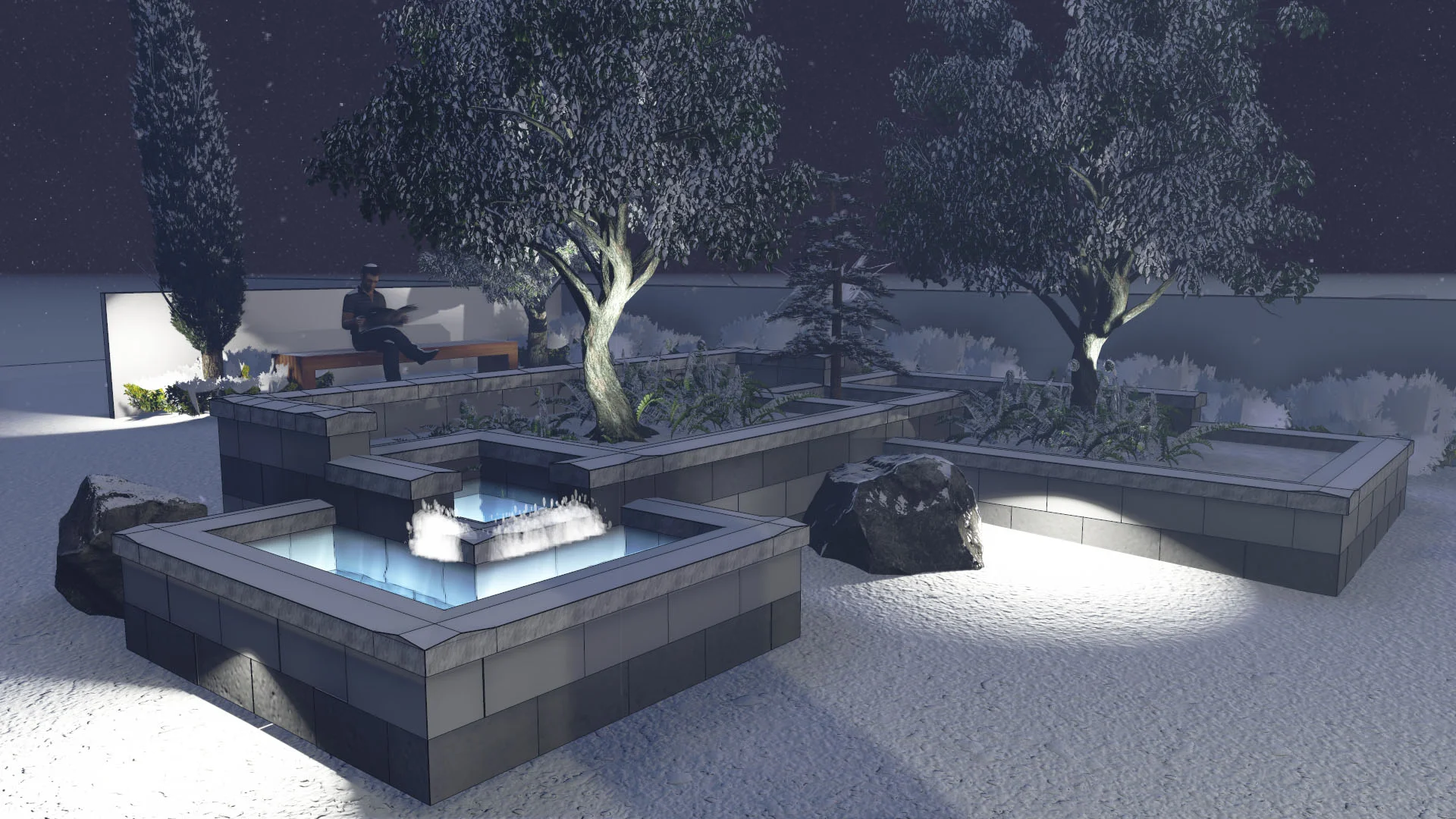 Exploration of fountain and lighting concepts