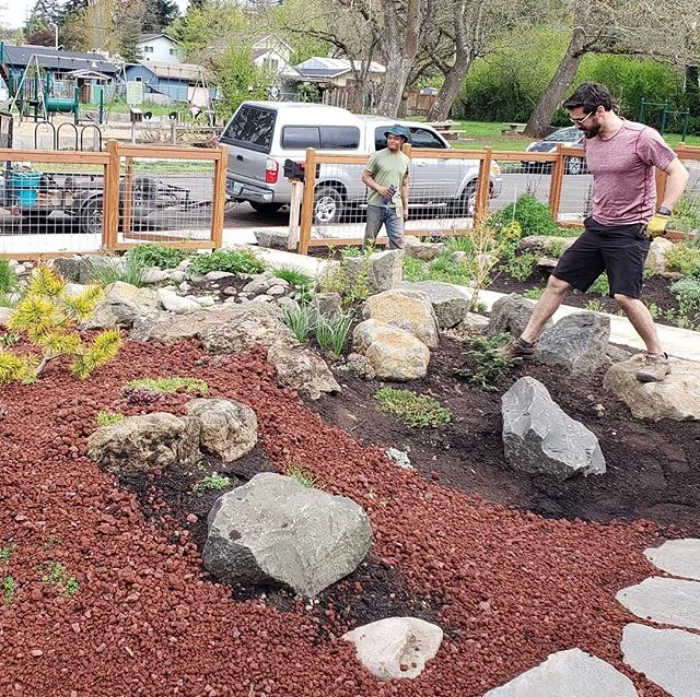 Just finished adding some more Basalt to the Caldara Volcano 🌋 and Lava Flow gardens on Monroe Row. This is my way of trying to bring the power and beauty of the natural world down to the scale of the garden: a miniaturized and stylized Cascade rang