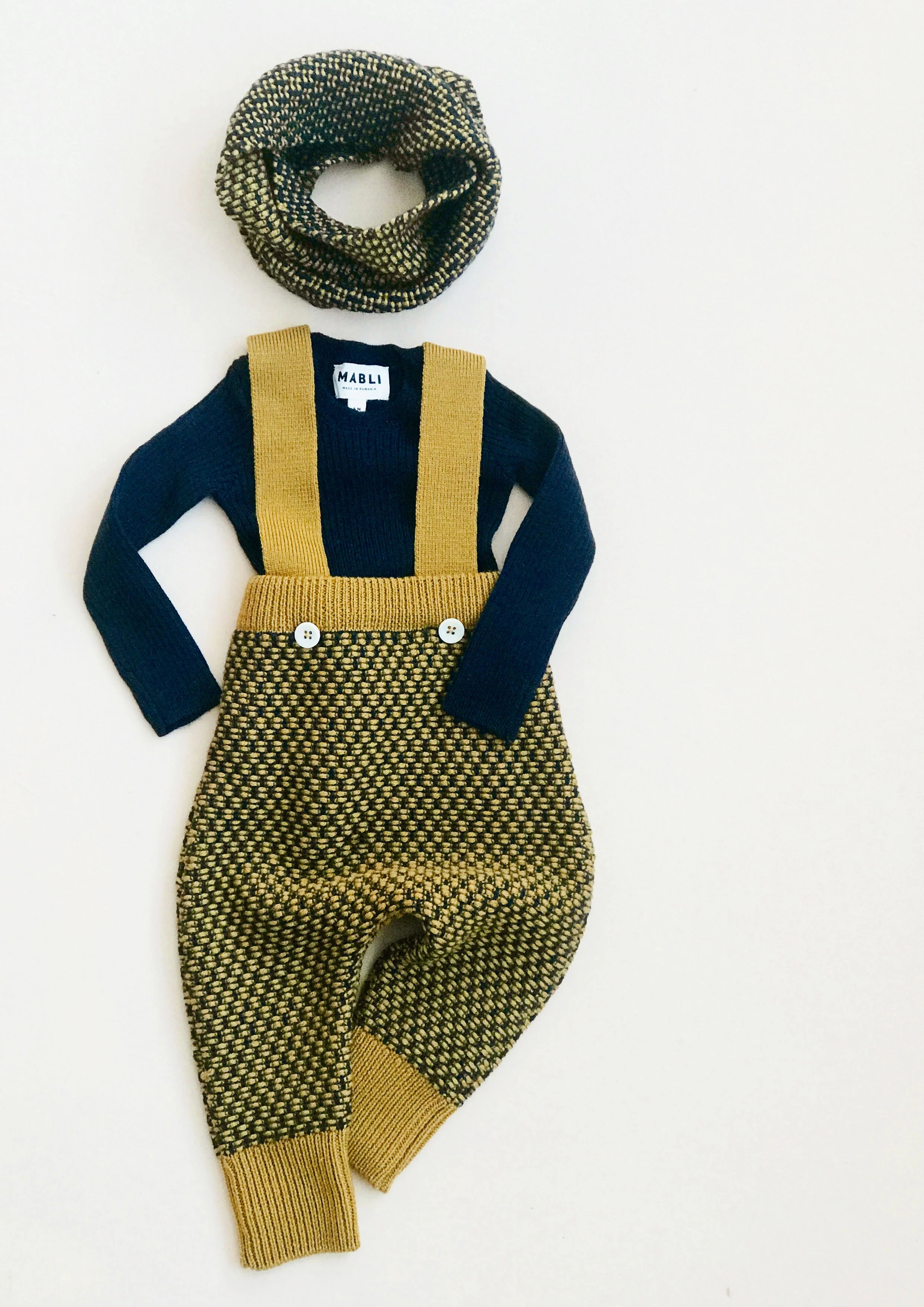 FLAT - CERI MINER PANTS - CERI LOOP SCARF - SYLFAEN SKINNY RIB - SOFT NAVY - OCHRE.jpg