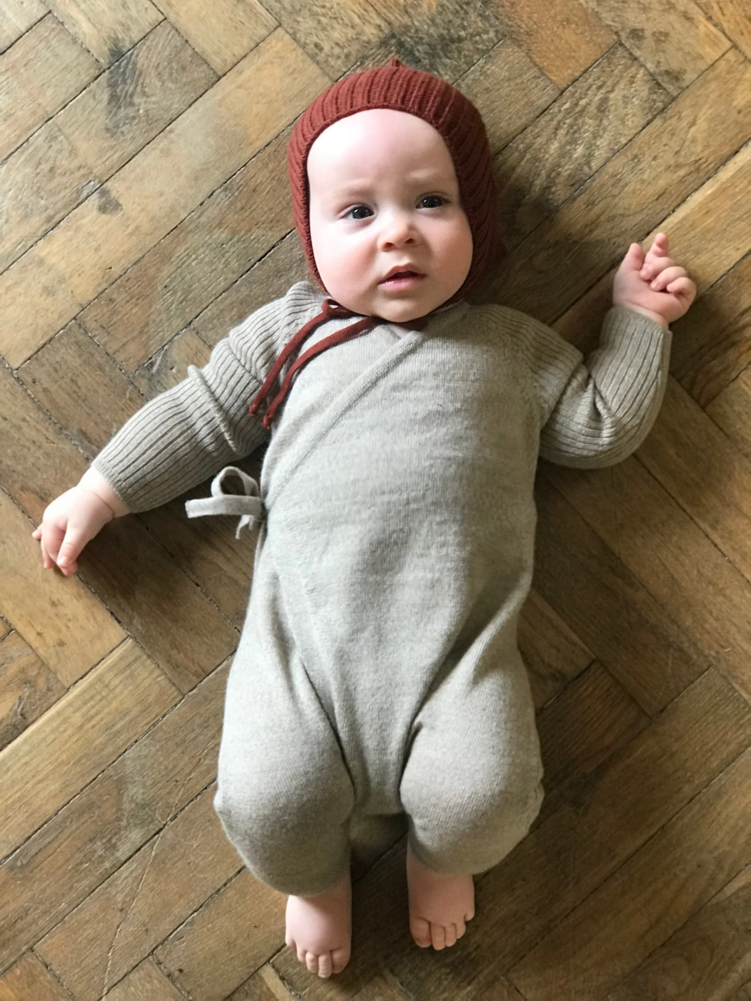 SYLFAEN PIXIE BONNET - REDWOOD - KIZUNA PLAYSUIT - WHEAT5.jpg