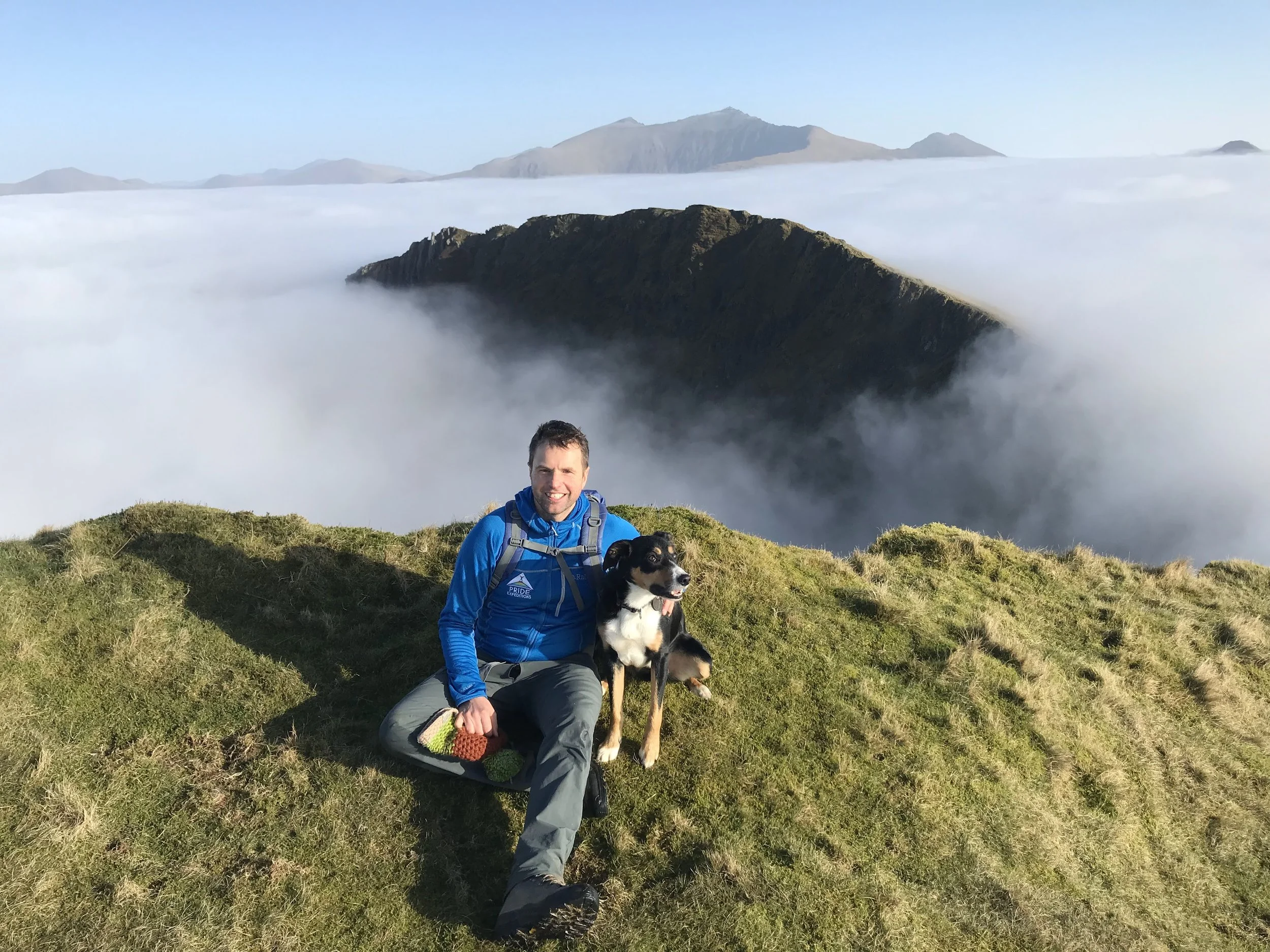 Nick Read in the mountains of Snowdonia with his dog Peris