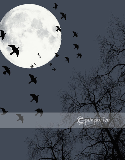 moon birds tree halloween printable